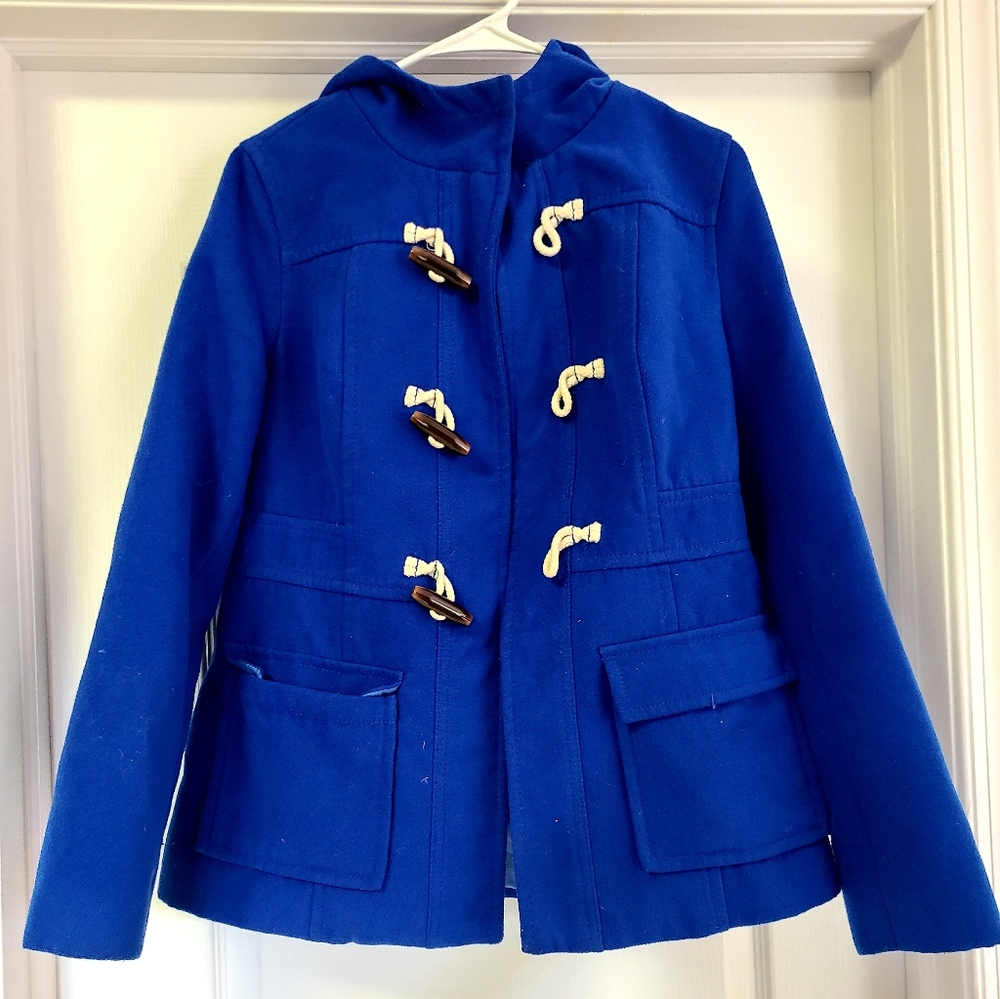 Hooded button up peacoat